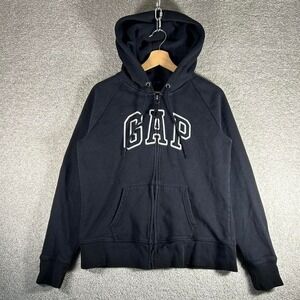 Y2K women's GAP black embroidered zip up hoodie Size L